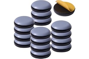 HICYCLE2 Furniture Sliders for Carpet and Hardwood Floors Adhesive Furniture Glides Self-Stick PTFE (Teflon) Furniture Sliders Pads (16, round25mm / 0.98 inch)