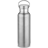 Neihepal Silver Stainless Steel Water Bottles,20 Ounce Vacuum Insulated Double Wall Travel Bottle with Leak Proof Lid of Handle,Metal Reusable Standard Mouth Flask Thermoses for School,Hikers,Gift