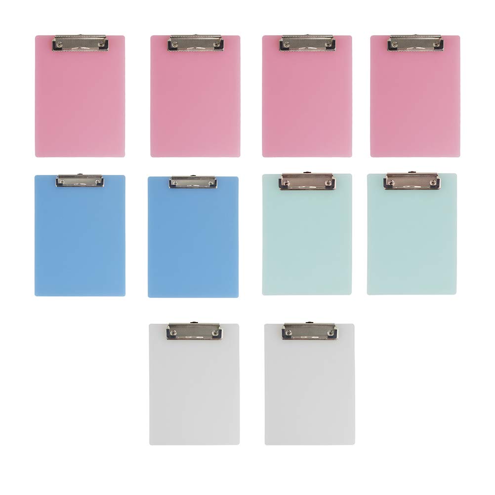 Toyvian 10Pcs Plastic A5 Clipboard Profile Clip Hardboard Paper Holder Writing Memo Folders for School Classrooms Office (Mixed Color)