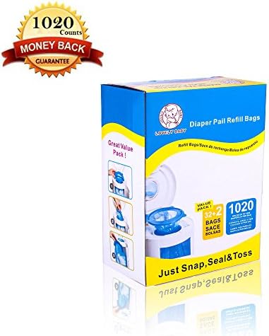 Diaper Pail Refill Bags Fully Compatible with Arm &amp; Hammer Disposal System - 1020 Counts