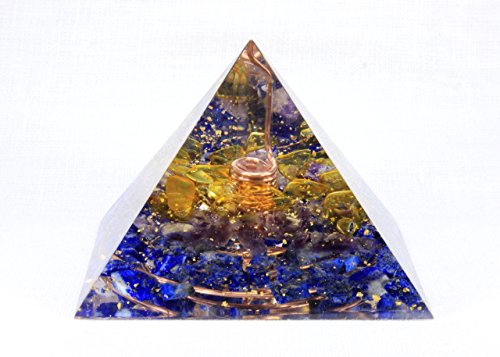Handmade ORGONITE Orgon Prosperity Success Pyramid Energy Generator, Crystal Gemstone Quartz Citrine Amethyst Lapi Lazuli