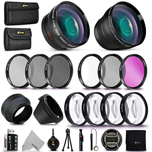 58MM Professional Lens Attachments & Filters Accessory Bundle Kit for Canon EOS Rebel T7 T7i T6i T6S T6 T5i T5 T3i SL3 SL2 SL1 EOS 80D 77D 70D 9000D 800D 760D 750D 7D DSLR Cameras, 22 Accessories