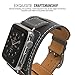 MoKo Band for Apple Watch Series 1 Series 2, Genuine Leather Smart Watch Band Cuff Strap Replacement for 38mm Apple Watch 2015 & 2016 All Models, Quartz GRAY (Not Fit 42mm Versions)