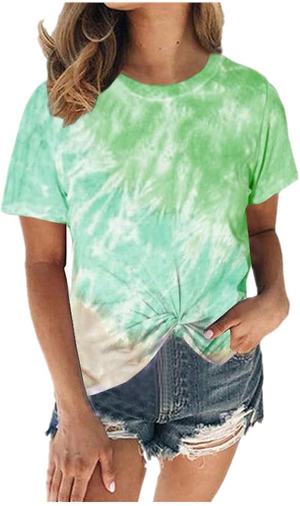Summer The Women's Clothing Collar Tie Dye Kink Printed TShirts Amazon.de Bekleidung