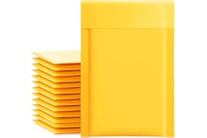 packbabol Kraft Bubble Mailers 4x8 Inch 50 Pcs,Small Self-Sealing Mail Shipping Bags,Yellow Padded Envelopes #000