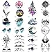 COKTAK 12Pieces/Lot Small Watercolor Mountain Tree Temporary Tattoos For Women Kids Geometric Body Art Arm Fake Tattoo Sticker Round Sheets Men Waterproof Tatoos Sheet Paper