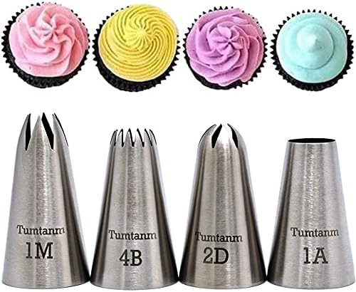 Tumtanm Professional Large Piping Nozzles, 4pcs Stainless Steel