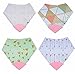Baby Girl Bandana Teething Bibs - Attached Heart Teether - Set of 4 - Pink
