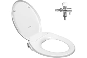 GenieBidet Bidet Toilet Seat Elongated | Fits Your Current Toilet Seat | No Wiring & Easy Install Elongated Bidet | Self Cleaning Dual Nozzles with Rear & Feminine wash | Hybrid T included