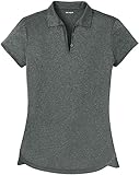 DRI-Equip(tm) Ladies Heathered Moisture Wicking Golf Polo-Charcoal-L