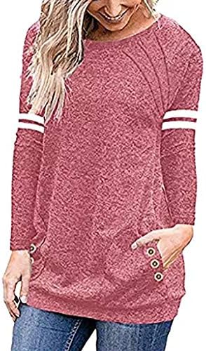 WUDUBE Womens Button Long Sleeve Pullover Casual Fashion Sexy Pink Purple Black Green Gray Clothing for Ladies Going Out Set T-Shirt Sweaters Tops Blouse Shirt Tee