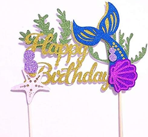 ygnjhol Glitter Mermaid Under The Sea Baby Girl Birthday Party Cake Topper Party Decoration Supplies