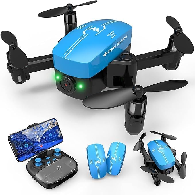 Photo 1 of W Mini Drone with Camera for Kids and Adults, 1080p FPV Drones Toys for Ages 8-13, Pocket RC Quadcopter with Foldable Wings, Altitude Hold, Headless Mode, 3D Flips, Voice Gesture Control, Remote Control Drone, 2 Batteries