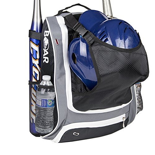 Baseball Bag  Softball T-Ball Catcher Baseball Bag with Front Helmet Holder | Fits 2 Bats, 2 Water bottles, Shoes, Glove | Multi-use for Baseball, Basketball, Football and Soccer