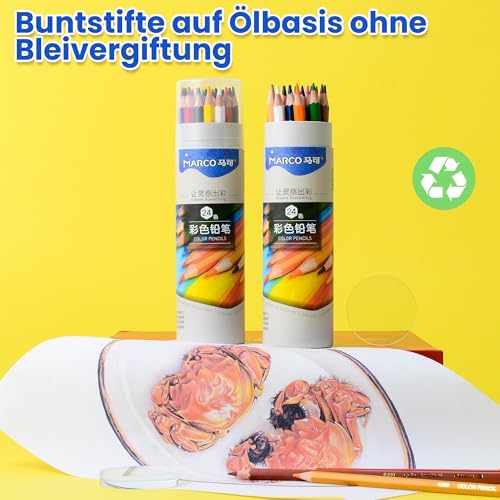 MARCO Professional Art Lovers Colouring Pencils Set 48 Colours Thick Oil Chalk Leads in Wooden Pencils Series D4300 A Popular Choice for Professional Painters and Painters