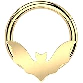 Pierced Owl 16GA Stainless Steel Bat Hinged Segment Clicker Ring