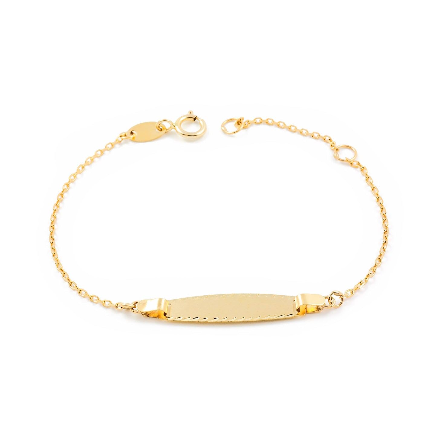 Monde Petit - 9ct Yellow Gold Personalized Slave girls Bracelet Matte and Shine Finish 13 cm