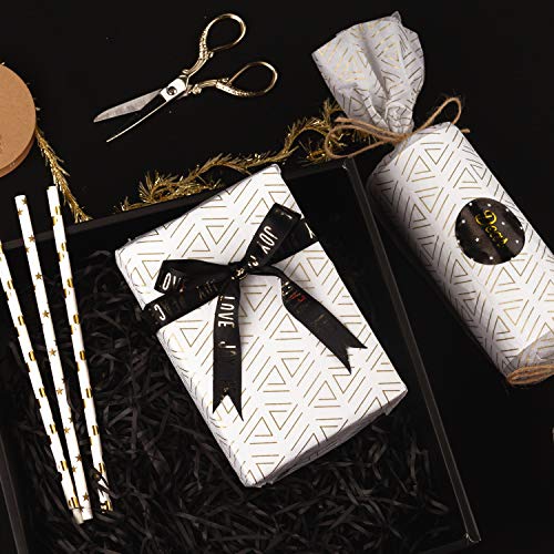 image for RUSPEPA White Tissue Paper Gold Triangle Print Gift Wrapping Tissue Pa