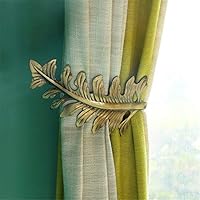 Liweibao-Home Curtain Tiebacks Hanger One Pair Wall Mounted Curtain/Drapery Decorative Leaves Shape Zinc Alloy Holdbacks for Draperies Curtain Hook Hookbacks Tie Back Hook Door Wall Hat Coat Hangers