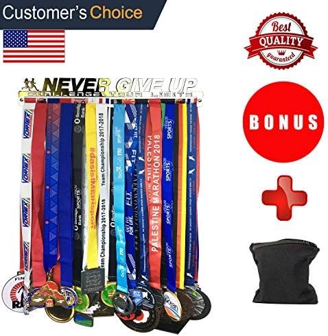 Medal Hanger Holder Display Rack for 40 Medals Application for All Sports Stainless Steel Medal Hanger Holder, Race Medal Display Holder,Hanger for Medals,Bonus1PC Clean Medals Fabric Included