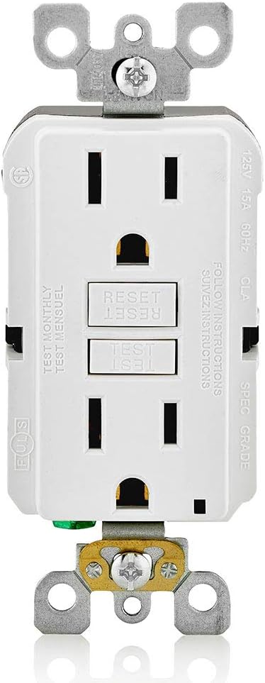 Leviton GFNT1-W Self-Test SmartlockPro Slim GFCI Non-Tamper-Resistant Receptacle with LED Indicator, Wallplate Included, 15-Amp, White - - 