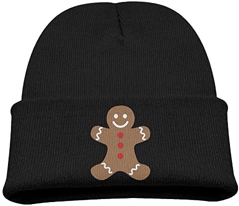 HSXOOW Beanie Kid's Gingerbread Man Merry Christmas Warm Beanie Hat Skull Cap