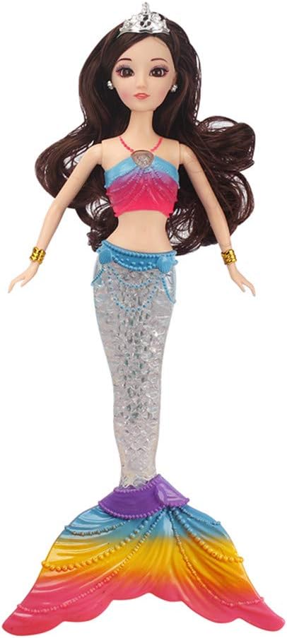 Barbie Mermaid Rainbow Doll with 4 Colorful Lights, Music Playing, Barbie Mermaid Light Up Doll Toys, for Kids (E)