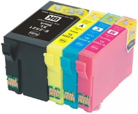 4 Pack Replacing Remanufactured Ink Cartridge for Epson 252 T252XL (1 Black, 1 Cyan, 1 Magenta, 1 Yellow) T252 Compatible With WorkForce WF-3620 WF-3640 WF-7110 WF-7610 WF-7620 WorkForce Pro WF-5190 WF-5620 WF-5690 Printer