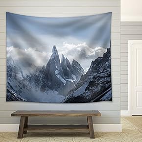 Mountain Covered with Snow,Cerro Torre,South America - Fabric Wall Tapestry Home Decor - 51x60 inches