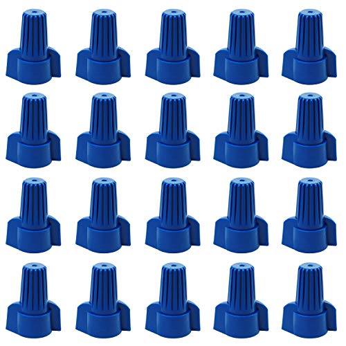 WiMas 50PCS Winged Wire Connectors Easy Twist-On Ribbed Cap Electrical Wire Connector Spring Inserted Nuts Caps (P5:14-6AWG (Blue))