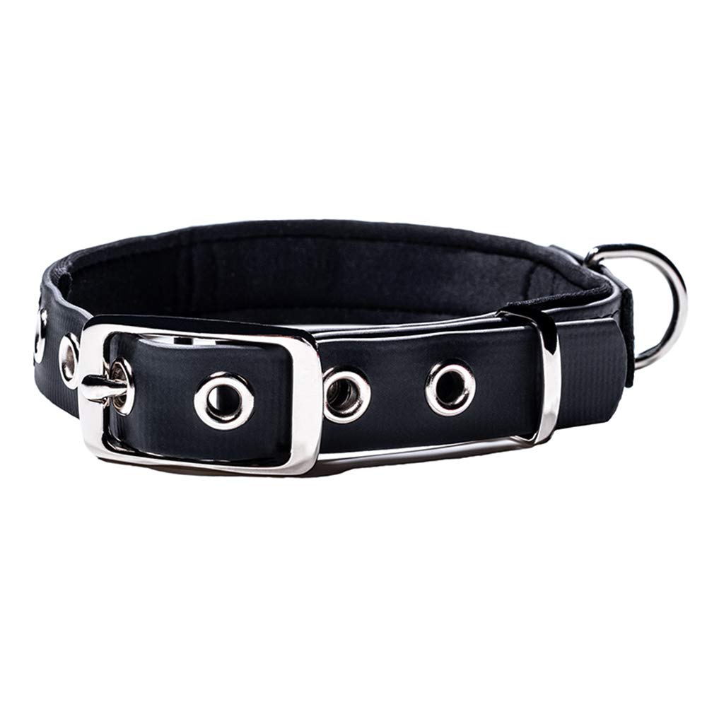 PetTec Comfortable Dog Collar, Permanent & Robust; Made with Strong, Tear Resistant Trioflex, Perfect Size for Big or Small Dogs, Great Fit with Padding Weatherproof and Waterproof (Black)