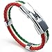 KONOV Mens Feather Bracelet, Italy Flag Italian Banner Cuff Bangle, Red White Green, 8