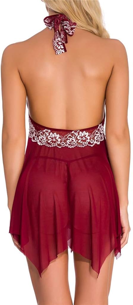 Fenxxxl Women's Plus Size Floral Lace Lingerie Bodysuit Off Shoulder Babydoll Chemises See Through Teddy Dress: Clothing