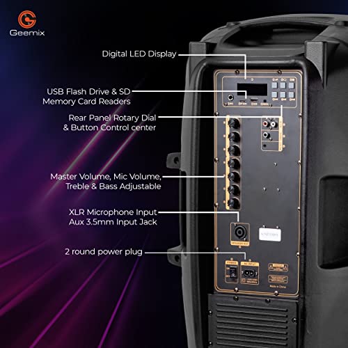 GEEMIX DJ Speakers Dual 15 in HighPowered Loudspeakers 4000W PA