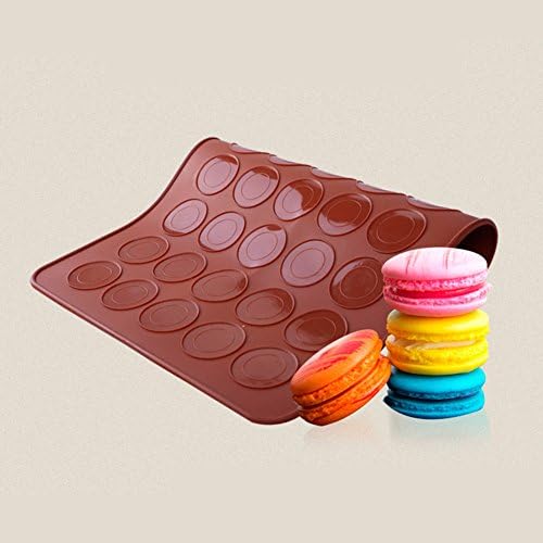 SoleSa 30-Capacity Macarons Mat Baking Mold Silicone Macaron Baking Sheet Mat Muffin DIY Chocolate Cookie Mould Mode (Coffee)