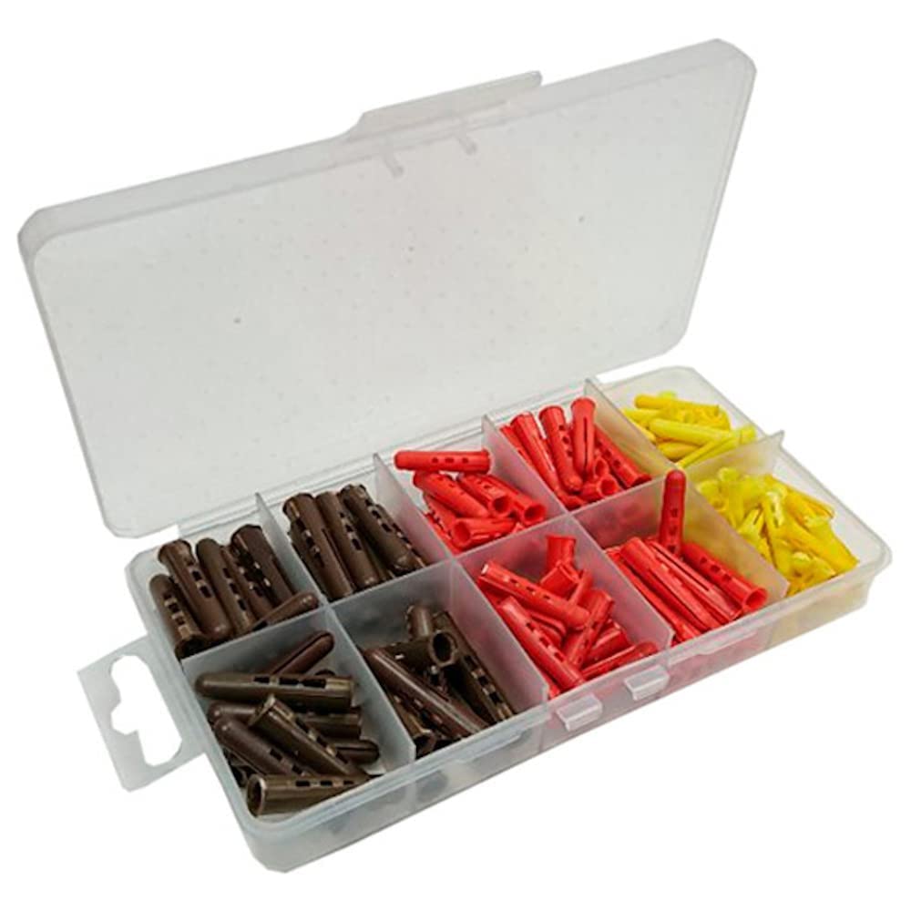 Merriway BH06588 (240 Pcs) Assortment of Standard Size Wall Plugs in a 10 Compartment Carry Case - Pack of 240 Pieces