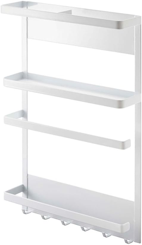 LaCyan Magnetic Refrigerator Side Hanger Rack Wall Mounted Kitchen Organization Storage Rack (White, Without Rubber Wood)