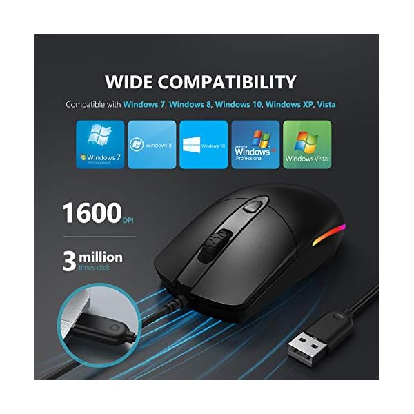 Wired-Mouse-Jelly-Comb-Optical-Gaming-Mice-with-Silent-Clicking-and-RGB-Backlight-for-PC-Computer-Laptop-1600-DPI-Black Wired Mouse, Jelly Comb Optical Gaming Mice with Silent Clicking and RGB Backlight for PC Computer Laptop, 1600 DPI…