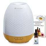 Aromatherapy Essential Oil Diffuser and Aroma Oil Set - Ultrasonic Cool Mist Humidifier with LED Light for Home Bedroom Spa or Bathroom | Bamboo Design Best Gift for Women and Men, 380 ML, GENIANI