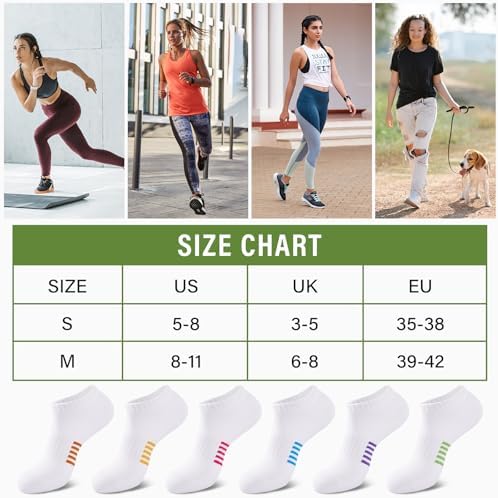 Calcetines Bambu Mujer 6/12 Pares, Calcetines Deportivos para Running Transpirables, Acolchado, Colorido y Antisudor, Regalos para Mujer de Verano