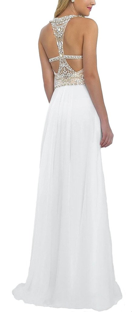 white beaded prom dress