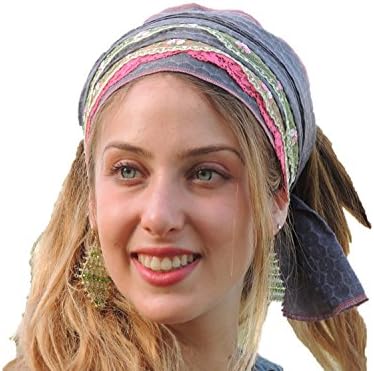 Sara Attali Design Tichel Half Hair Covering Wrap Headband One Size Grey Pink Green