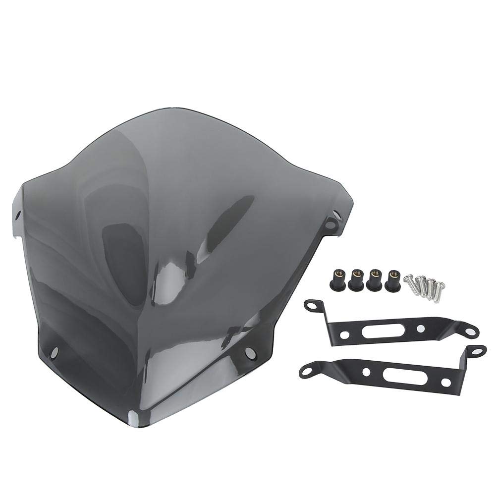 Racing windscreen, wind deflector, motorcycle windscreen, light grey, sport style, add on windscreen.