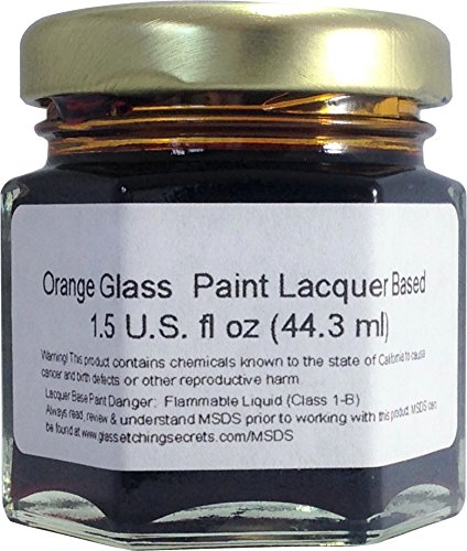 (Orange) Glass Paint Lacquer Stain, Permanent 1.5-Ounce Professional Stained Glass Like Paint