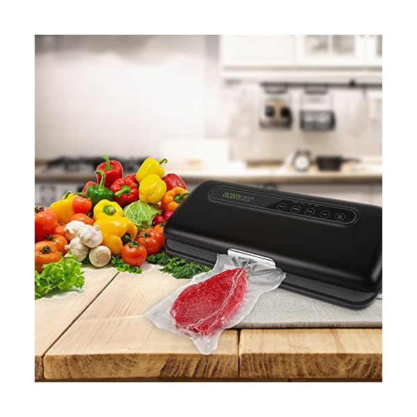 Razorri-E5200-M-Vacuum-Sealer-with-Starter-Kit-for-Food-Sous-Vide-Cooker-Compact-and-Full-Function-includes-Rolls-and-Bags-Easy-to-use-Indicator-Lights-Vacuum-Speeds-Selectable-Black