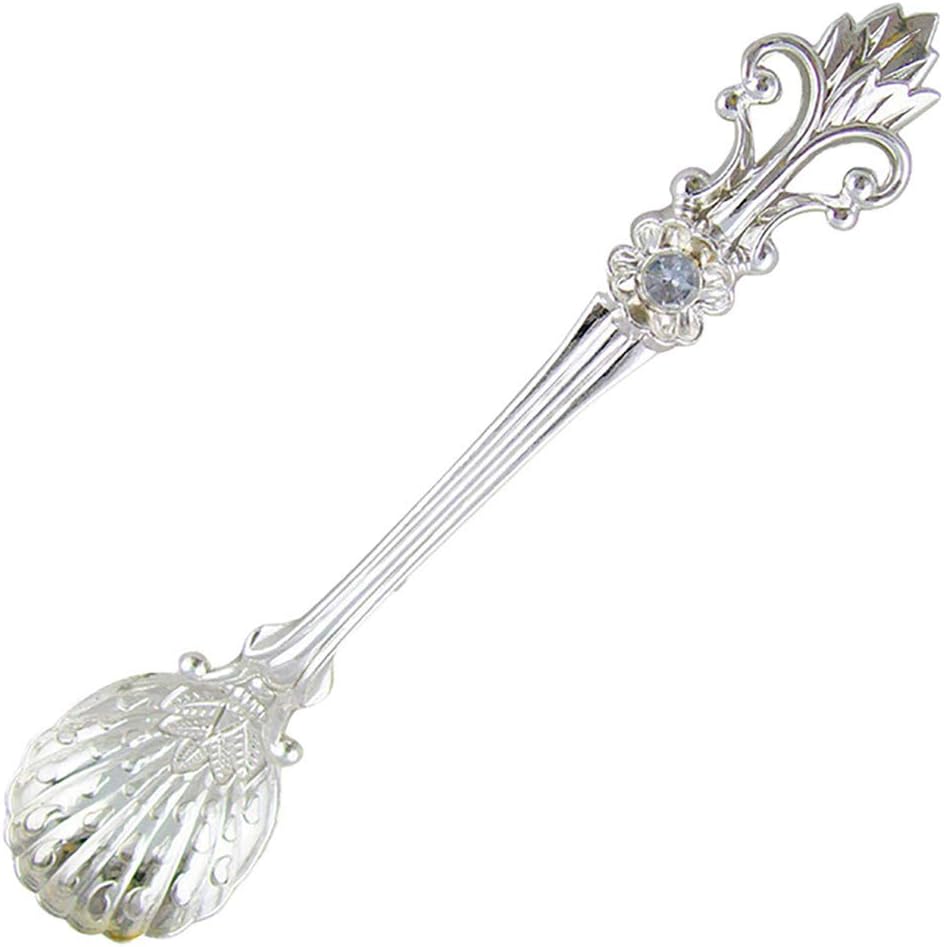 Metal Carved Coffee Spoon Set Vintage Table Spoon Antique Tea Spoons Coffee Spoon 5PC Fork Tablespoons,Silver
