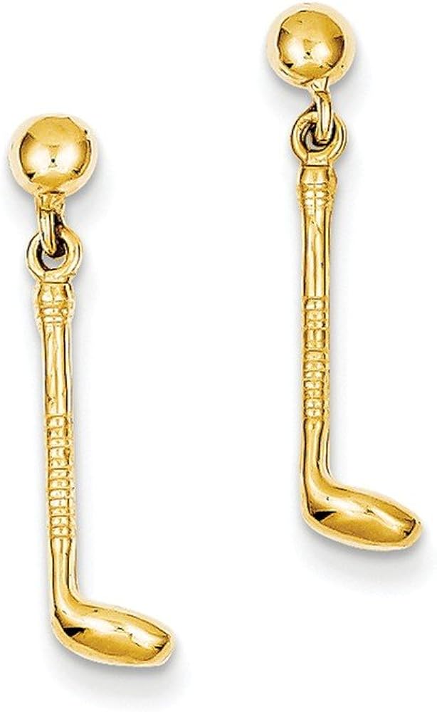 14k Golf Club Dangle Earrings Jewelry