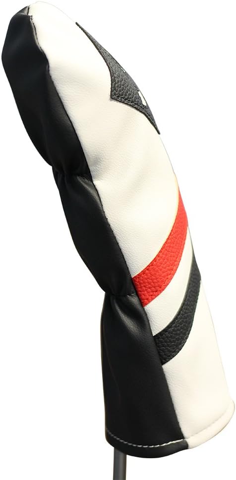 Majek Retro Golf Headcovers White Red and Black Vintage Leather Style 1 3 5 Driver and Fairway Head Covers Fits 460cc Drivers Classic Look : Sports & Outdoors