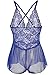Lingerie Bodysuit for Women One Piece Lace Teddy Valentine's Day Lingerie (Large, Blue.)