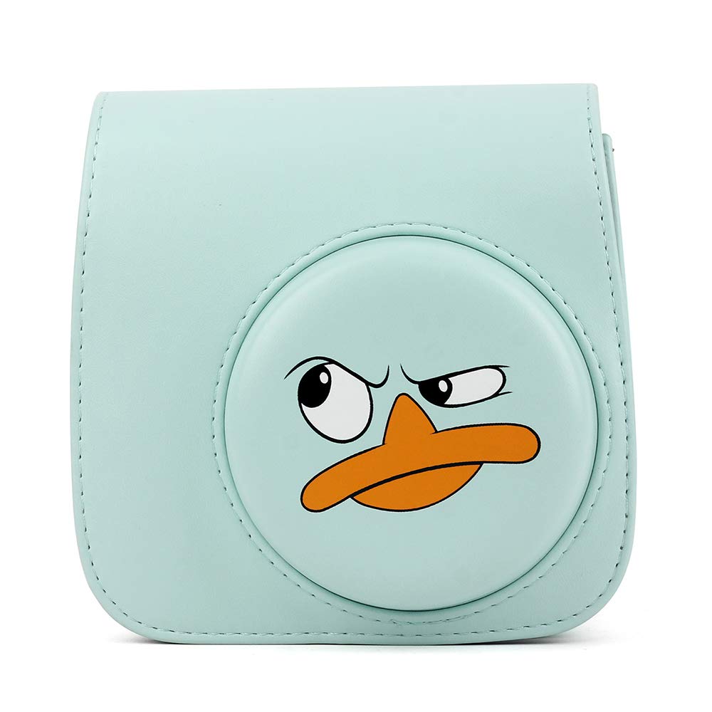 Funnideer Protective Case Compatible for Fujifilm Instax Mini 9 / Mini 8 / Mini 8+ Instant Camera Case Bag Vegan Leather Bag Cover with Removable Strap (Ice-Blue)
